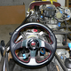 The view over the steering wheel.